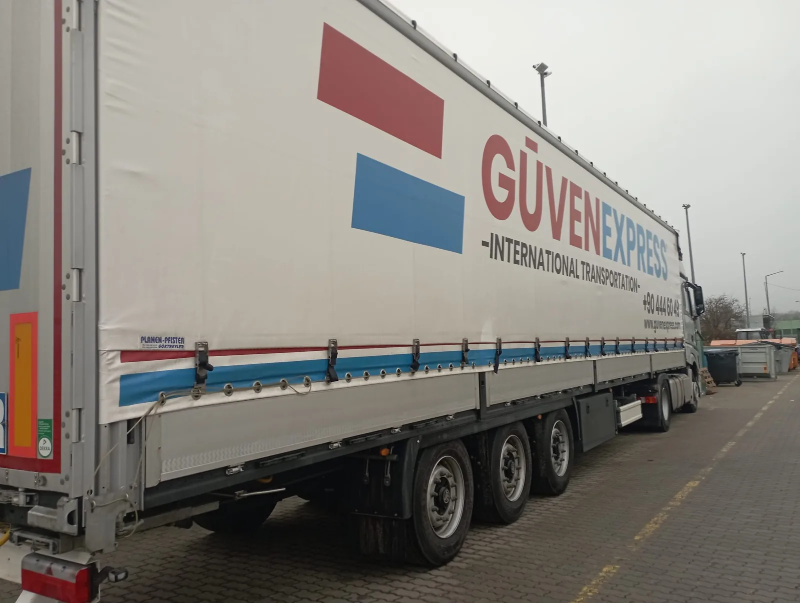 GüvenExpress trailer prepared for international transport
